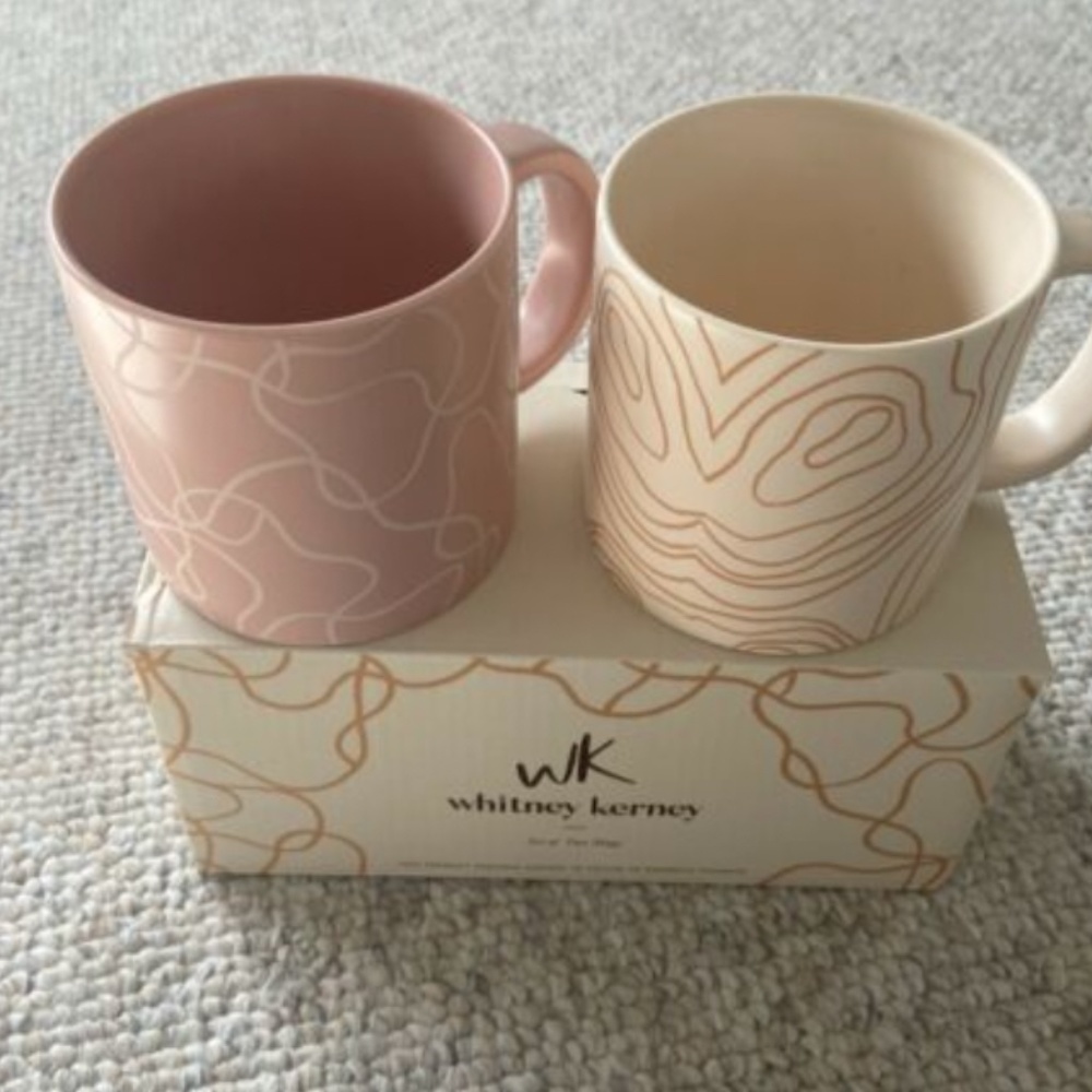 Whitney Kerney Set of 2 Mug Set Pink White & Cream